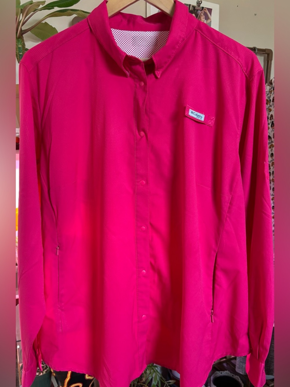 Columbia Hot Pink Outdoor Button-Up Shirt